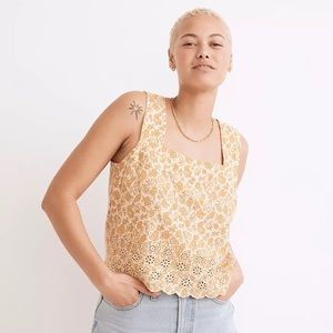 NWT New Madewell Embroidered Sunside Top in Piccola Floral Vintage Yellow